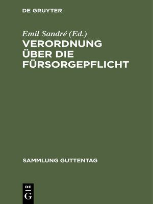 cover image of Verordnung über die Fürsorgepflicht